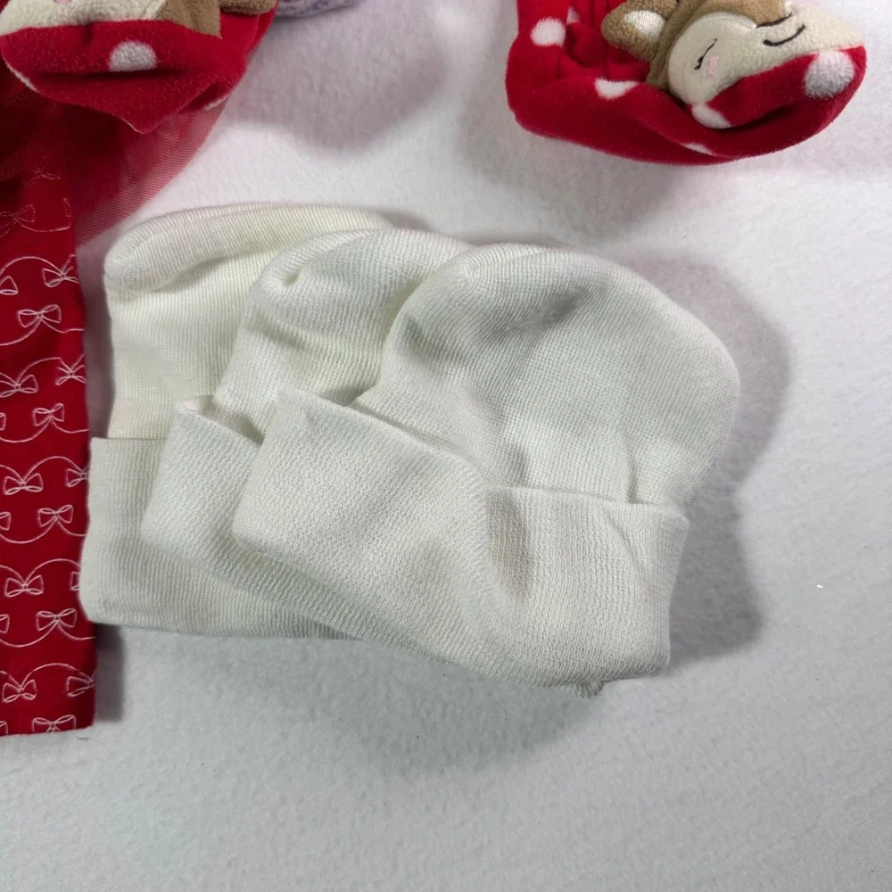 Baby Girl Clothing Lot Sleepers Bodysuits Leggings Hats Pink Red Blue Mixed Set